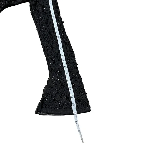 Oh Polly Black Beaded Mesh Bodycon Wrap Dress Party Evening Occasion - Picture 4 of 9